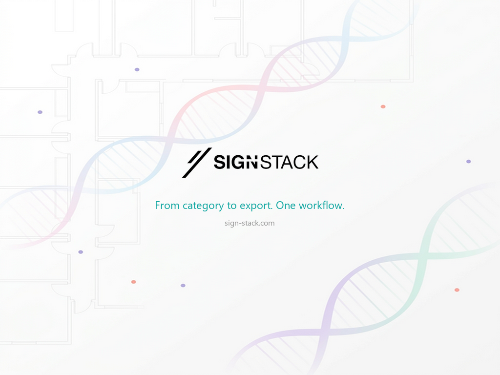 Sign Stack — from category to export in one connected workflow